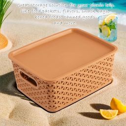 Kuber Industries Plastic 2 Pieces Extra Small Size Multipurpose Solitaire Storage Basket with Lid (Multicolour) image 3