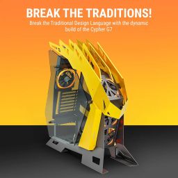 Ant Esports Cypher G7 Mid-Tower ATX Computer Case/Gaming Cabinet - Black-Yellow | Support ATX, Micro-ATX, Mini-ITX | Pre-Installed 6 ARGB-PWM Remote Controlled Fans image 1