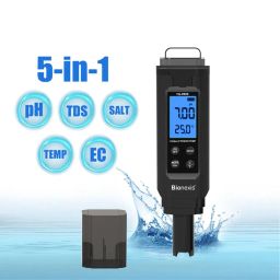 Bionexis® Digital pH Meter – 5-in-1 Water Quality Tester | Measures pH, TDS, EC, Salinity & Temperature | Waterproof, ATC, LCD Display for Pool, Home, Hydroponics, Aquarium, Lab Use image 1