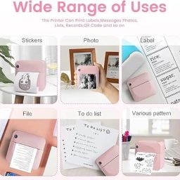 Careflection Mini Pocket Printer,Portable Thermal Printer for Label,Text Memo,Receipt,Sticker,Photo Printers, BT Inkless Printing, Wireless Bluetooth Printer Compatible with iOS and Android (Pink) image 1