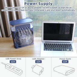 Drumstone 𝟏𝟓 𝐘𝐞𝐚𝐫𝐬 𝐖𝐚𝐫𝐫𝐚𝐧𝐭𝐲 Mini Air Cooler, Portable Air Conditioner Fan with 3 Wind Speeds & Spray Modes, Personal Desk Cooler, Adjustable Timer, LED Light 𝐁𝐥𝐮𝐞 image 4