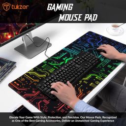 Tukzer RETRO Extended Gaming Mouse Pad, High-Speed Mouse Tracking & Control | Stitched Embroidery Edges, Non-Slip Rubber Base| for Computer Laptop Keyboard Office Home (795mm x 298mm x 3.45mm, Matrix) image 1