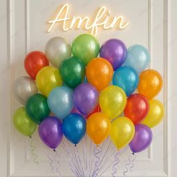 AMFIN ® Pack of 50 Multi Metallic Balloons With Matching Curling Ribbon, 10 Inch Balloon, Multicolour Balloons, Multicolour Balloons 50 Pieces, Multicolour Balloon Set - Multicolor image 5