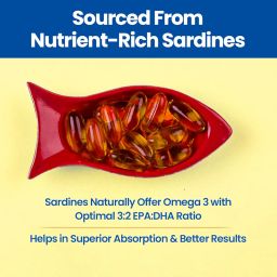 Fast&Up Promega with Double Strength 1250 mg Omega-3 Rich Fish Oil (60 Capsules) | High 375 mg EPA & 250 mg DHA ratio (3:2) For Heart, Eyes, Joints & Brain Health | No Fishy Aftertaste, Smell or Burps image 5