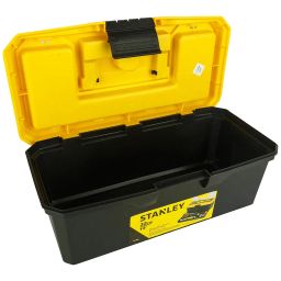 STANLEY 1-71-948 13'' Organized Maestro Heavy-Duty Portable Plastic Essential Toolbox With Clear Top Lid & Removable Tray Compartment For Easy & Convenient Storage,1 Year Warranty,YELLOW,32x13.5x15 cm image 2