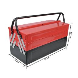 Ruboxa Tool Box for Home/Sturdy Tools Box with Large Capacity/Empty Tool Box/Metal Tool Organizer for Carpenter/Garage and Home Essential Tools - 5 Compartments - (Red & Black) image 2