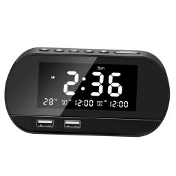 Desktop Alarm Clock With Speaker Fm Function Dual Usb Port Led Display Black | Consumer Electronics | Portable Audio & Headphones | Audio Docks & Mini Speakers image 3