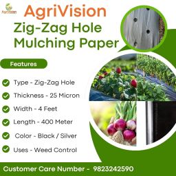 AgriVision Zig-Zag Hole 25 Micron Mulching Paper | 25 Micron |Width 4ft |Length 400 Meter Weed Control Roll image 4