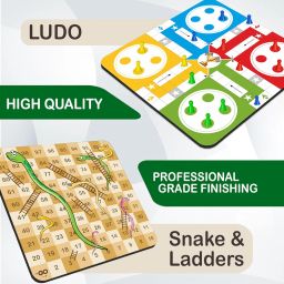 Clapjoy Wooden 4 in 1 Board Game for Kids & Adults| Ludo & Chess |Snake Ladder & Tic Tac Toe| Size 12 x 12 inch | Ideal for Parties, Fun, and Family Game Nights image 1