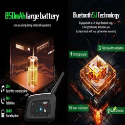 V6 Pro Helmet Intercom Communication System V6 Motorcycle Bluetooth On Ear Headphones Connect Up to 6 Riders 1200M V6 Pro(1 Pack) image 3