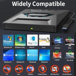 ToboUSB 3.0 USB C External 3D Blu-ray Writer BD-RE BD Burner Drive CD DVD Burner with SD Card Reader and USB 3.0+2.0+Type-C Input Ports for Laptop PC Windows 11/10/8/7, Linux, Mac OS TD-1320UG image 3