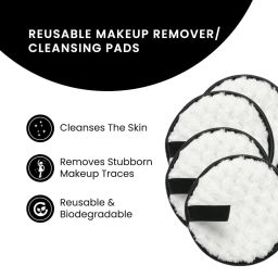 2 Pcs Makeup Remover Sponge Reusable Round Soft Face Cleansing Pads for All Skin Types, Make Up Removing Puffs, Double-Side Washable Wipe Microfiber Multi-function (Pack of 2) image 3