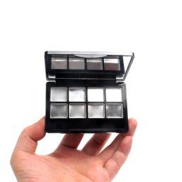 Empty Eye Shadow Palette Container Lipstick Cosmetic Cream Tray Multi-lattice Mini Holder Case Makeup Loose Powder Organizer Sample Small Box Mirror Snap Closure Metal Black Case Travel Useful Tool image 2