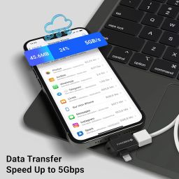 ZEBRONICS OTG2, 2 in 1 Lightning | Type C - USB OTG Converter, USB 3.0, Backward Compatible, Speeds Upto 5Gbps, Compatible with iPhone, iPad, Android, Laptop image 3