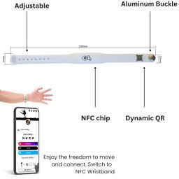QRLynk® Smart Silicone Wristband - Networking Bracelet with NFC & QR Code - Ideal Gift for Entrepreneurs and Creatives. - No App, No Subs. (NFC - White) image 2