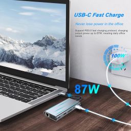 Usb C Hub,Usb C Adapter 11 In 1 Dongle With 4K Hdmi,Vga,Type C Pd,Usb3.0,Rj45 Ethernet,Sd/Tf Card Reader,3.5Mm Aux,Docking Station Compatible With Macbook Pro/Air,Other Type C Laptops image 2