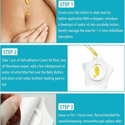 60PCS Castor Oil Pack Wrap for Tummy, Castor Oil Patch For Belly Button, Castor Oil Packs For Liver Detox & Metabolism Support, Easy To Use, Leak-Proof Design For Home Use image 2
