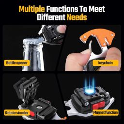 HUBTURE 800 Lumens Rechargeable Keychain LED Flashlight – 7 Mode COB Light with Lighter, Whistle, Bottle Opener, Magnet Base – Mini Multi-Tool for Outdoor, Emergency, Camping & Hiking image 5