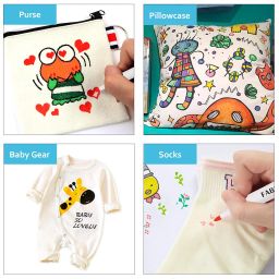 Fabric Markers, Lelix 36 Colours Permanent Fabric Pens for Writing Painting on T-Shirts Clothes Sneakers Canvas, Child Safe & Non-Toxic for Kids Adults image 4
