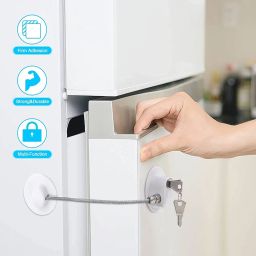 JHEPCOIN Safety Door Locks With Keys For Cupboard, Cabinets, Fridge & Freezers, Child Security Locks, Childproof Your House, With Adhesive, Residue Free, 1 Count, Multicolor image 4