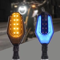 ELTRON TURBO DC Power U SHAPE Style Blinker Bright AMBER And BLUE LED Indicators Universal For All Bikes, Motorcycles Turn Signal Lights (Pack of 4) image 1
