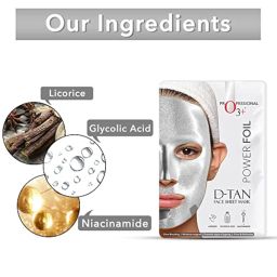 O3+ Power Foil D-Tan Face sheet mask for Skin Brightening Face Mask 20 ml & O3+ Caffeine Bomb Anti Dark Circle Eye Patch & Eye D Tan (single use only) 5G Combo image 3