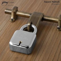 Godrej Locks I Square 6 levers 50mm I 4 Keys I Padlock for Main Door I Gate Lock I Lock for Tool Box, Shutters, Shops & Offices I Corrosion Resistant Shackle I Silver Finish | 1 Year Warranty image 1