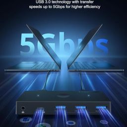 Lemorele USB 3.0 Switch Selector 2 Computers Share 4 USB Ports, Support 3.5mm Microphone Input, for PC, Mouse, Keyboard, Printer, Scanner with 2 USB Cables, Compatible with Windows/Mac/Linux image 5