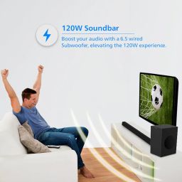 PHILIPS Audio TAB4218/94 2.1Ch 120W Bluetooth Soundbar with Rich Bass, 3 EQ Modes, Multi-Connectivity Option with Supporting USB, HDMI(ARC), Optical, Coaxial & Aux-in (Black) image 2