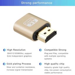 4K HDMI Dummy Plug - High Resolution Virtual Monitor Display Emulator, New Generation Headless Display Adapter Supports up to 3840x2160@60Hz, 1080@120Hz DVI EDID Emulator (Single) image 5