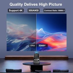 ZDSSY Hy320 Mini Portable Projector-5G Wifi 6,Bluetooth 5.0 And Android 11,Support 4K And 1080P Full Hd,12,000 Lumens,Led Projector With 4D/4P And Auto Correction,180° Rotation,Electronic Zoom image 1