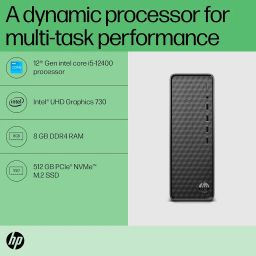 HP Slim Tower 12th Gen Intel Core i5-12400 (8GB RAM/512GB SSD/Black Wired Keyboard & Mouse/Intel UHD Graphics 730/Windows 11/MS Office 21/Dark Black,3 Years Warranty), S01-pF2123in image 4
