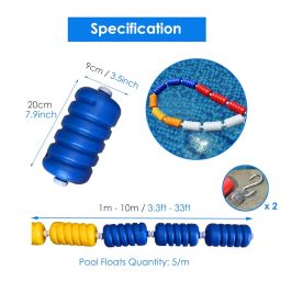 TUOYIBO Swmimming Pool Safety Rope Divider Line for Deep & Shallow End, Floating Pool Lane Line with 3.5inch Wide Floats and Hooks (Size : 1m/3.3ft) image 2