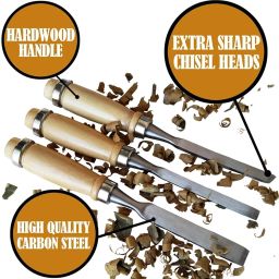 Sabahz Trading Professional Wood Carving Chisel Set - 12 Piece Sharp Woodworking Tools with Carrying Case image 1