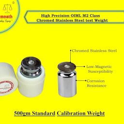 Baijnath Premnath 500g OIML M2 Class Stainless Steel Test weight for Testing & Calibration with NABL Certificate, Precision 80mg with ABS container image 1