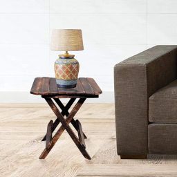 Wooden Folding Square Bed Side Table/end Table/Outdoor Table/Coffee Table/Square Foldable Portable Table 12 inch. (Brown) image 1