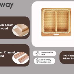 AKWAY Wicker Basket For Modular Kitchen | Rectangular Shape Pull Out Basket For Onion, Potato (16.5 W X 20 L X 8H, Beige)(Beechwood) image 3