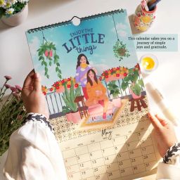 Mindful Reflections Wall Calendar 2025 (New Illustrations) by The Spring Palette | Theme – Personal Growth and Self-Care | 10" x 16" large size wall calendar | Notes, scheduling and planning image 1