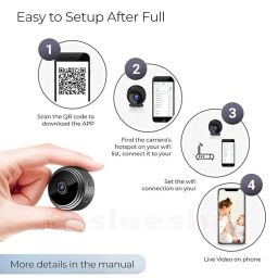 Small 1080p HD Picture Quality Intelligent Indoor with Remote View Live Stream, Built-in Battery Night Vision, Motion Detection Wireless Remote View Home Security Camera image 3