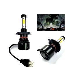 A2D 3-Side Led Full Cobe H4 Hs1 Ultra Bright Bike Headlight Bulb Replacement Kit 6000K High-Low Beam-White image 1