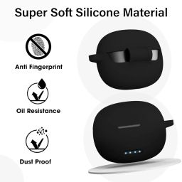 Sounce Earphone Case Cover for Boult Audio W20 TWS Soft Silicone Skin Case Cover Shock Absorbing Protective Case with Keychain [Front LED Visible] - Black image 2