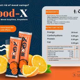 Mood-X Natural Mood Booster Sachets, Orange Flavour, 5 Count, With Griffonia Seed Extract and ashwagandha image 1