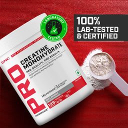 GNC Pro Performance Pure Micronized Creatine Monohydrate with Free Shilajit|400 gm & 10 gm Shilajit|133 Serving|Instantized|Fuels Muscles|Increase Muscle Mass|Unflavoured,powder,2 count,129 Servings image 4
