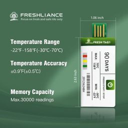 Freshliance Fresh Tag1 USB Temperature Recorder Graph 7 Days 1/2/3/10/20/50/100 Pack Single Use Pdf Temperature Data Logger Tracker Cold Chain Shipping Transportation No Setup No Software (20pack) image 2