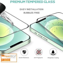 OpenTech® Military-Grade Gorilla Tempered Glass Screen Protector Compatible for iPhone 12/12 Pro with Edge to Edge Coverage and Easy Installation kit image 3