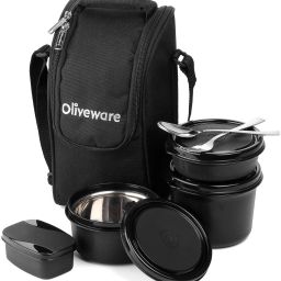 Executive Micro Safe | Microwave Safe | Steel Cutlery | Insulated Bag 4 Containers Lunch Box-image-3