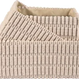 homestic Cotton Set of 18 Storage Basket with Handle | GM-28-BG | Rectangular Biege Color Storage Basket image 2