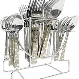Laser Cutlery Set with Stand Holder for Spoon and Fork Stainless Steel Set 304 Stainless Steel Cutlery Set-3