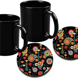 Black Ceramic Coffees for Daily Use Microwave Safe Cylindrical Pack of 2 Ceramic Coffee Mug-image-63