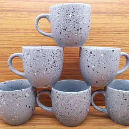 Pack of 6 Ceramic Coffee Cups & Tea Beautiful & Stylist U Shape Latest Marble Design Cup 150ML-image-58
